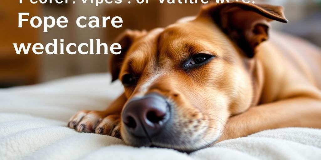 A relaxed dog resting on a soft bed.